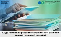 Щодо заповнення реквізитів “Платник” та “Фактичний платник” платіжної інструкції