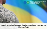Коди класифікації доходів бюджету, за якими сплачується військовий збір